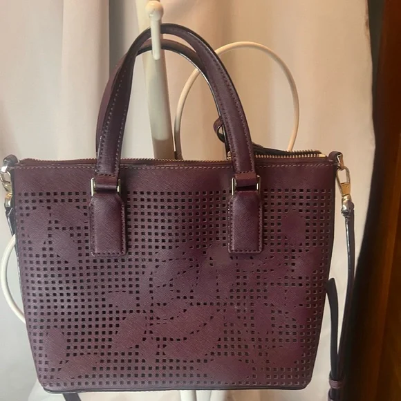Kate Spade Maroon Cameron Street Lucie Perforated Tote Bag - Picture 6 of 11